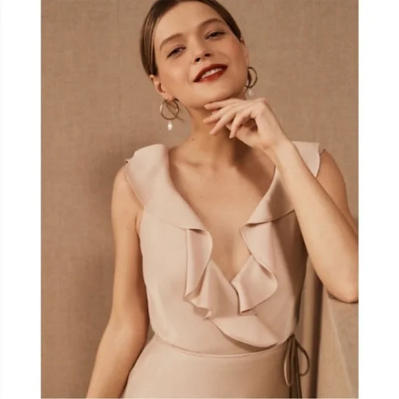 BHLDN Tansy Oyster Satin Wrap Dress NWT Size 22W Designer Maxi - Picture 8 of 12